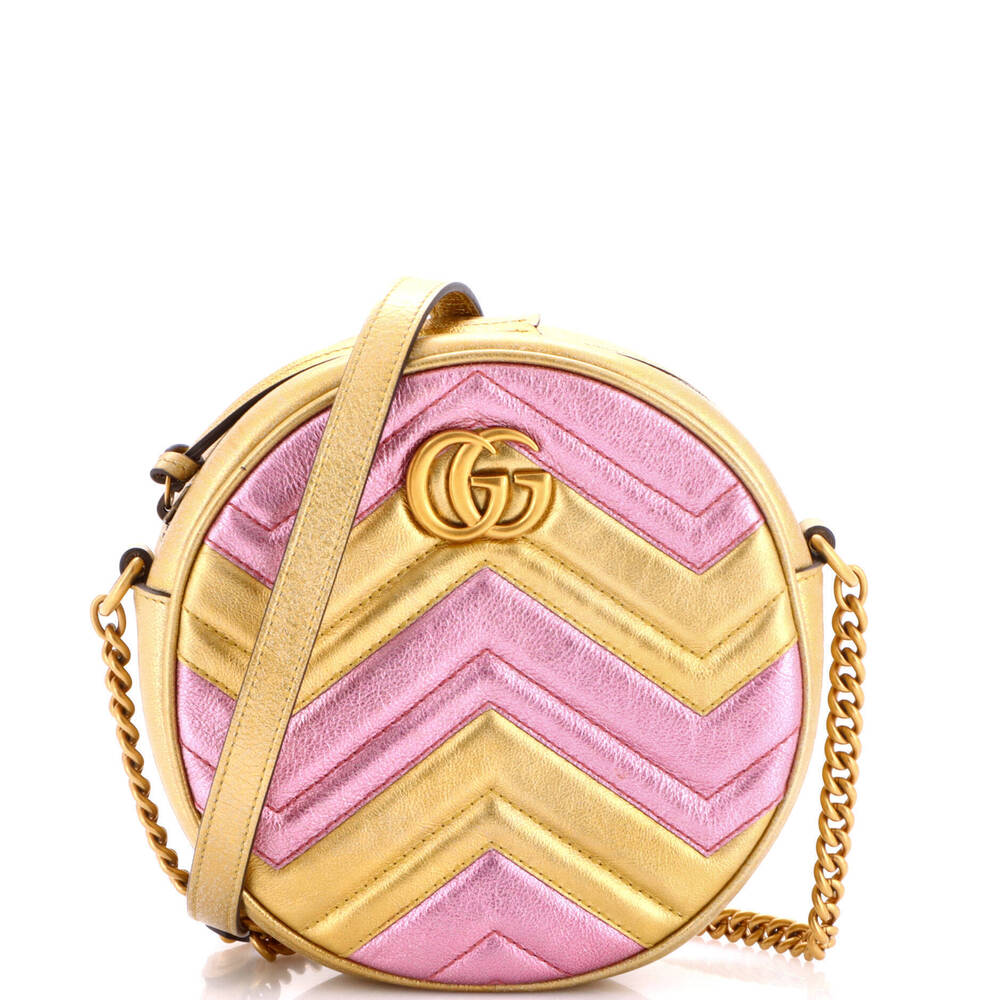 Gucci Mini GG Marmont Round Shoulder Bag Matelasse Leather
